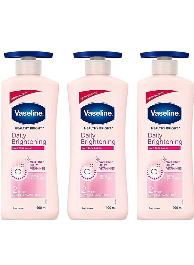 Vaseline Pack of 3 -Even Tone Body Lotion Pink 400ml - Image 1